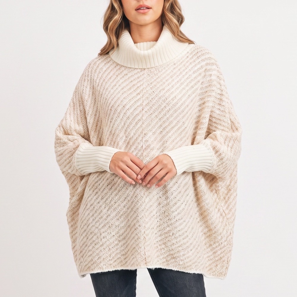 Moon & Madison Sweater Womens S Oversized Cowl Neck Cream Dolman Knit Excellent